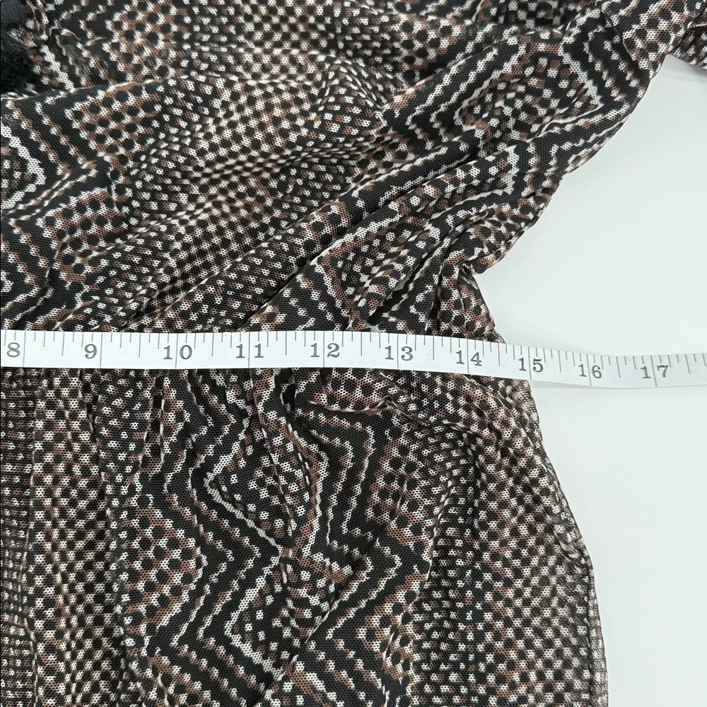 Just Taylor Maxi Dress Sheer Tiered Long Sleeve Boho Print Black L Flowy - Picture 8 of 14